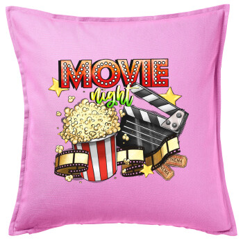 Movie night, Sofa cushion Pink 50x50cm includes filling