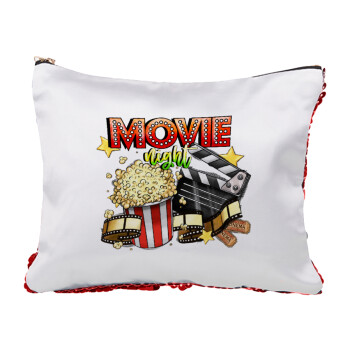 Movie night, Red sequin cosmetic bag