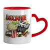 Mug heart red handle, ceramic, 330ml