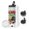 Travel Tumbler 2 Lids, with metal straw & cleaning brush (Stainless steel 304 Food grade, BPA free, 600ml)