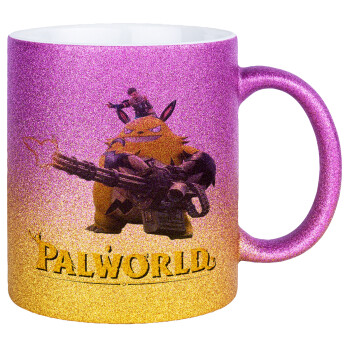 Palworld, Κούπα Χρυσή/Ροζ Glitter, κεραμική, 330ml