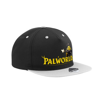 Palworld, Adult Flat Snapback Hat Black/Grey, (100% COTTON TWILL, ADULT, UNISEX, ONE SIZE)