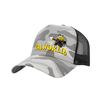 Palworld, Adult Structured Trucker Hat, with Mesh, (Camouflage) Army Camo (100% COTTON, ADULT, UNISEX, ONE SIZE)