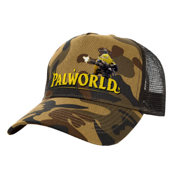 Palworld, Adult Structured Trucker Hat, with Mesh, (Camouflage) Army (100% COTTON, ADULT, UNISEX, ONE SIZE)