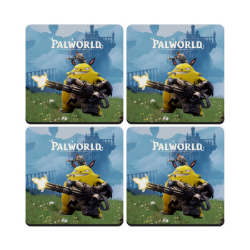 Palworld, ΣΕΤ 4 Σουβέρ ξύλινα τετράγωνα (9cm)