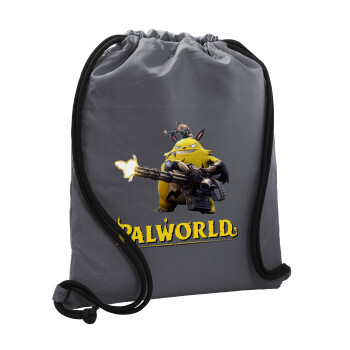 Palworld, Τσάντα πλάτης πουγκί GYMBAG ΓΚΡΙ, με τσέπη (40x48cm) & χονδρά κορδόνια