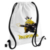 Backpack pouch GYMBAG white, with pocket (40x48cm) & thick cords