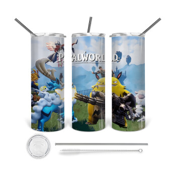 Palworld, 360 Eco friendly stainless steel tumbler 600ml, with metal straw & cleaning brush