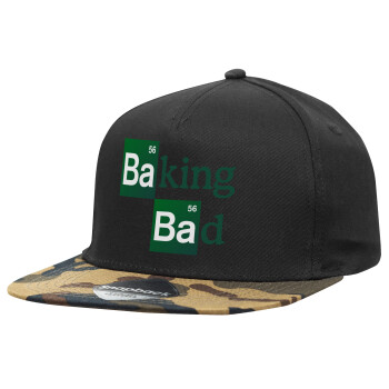 Baking Bad, Καπέλο Ενηλίκων Flat Snapback Μαύρο/Παραλλαγή, (100% ΒΑΜΒΑΚΕΡΟ TWILL, ΕΝΗΛΙΚΩΝ, UNISEX, ONE SIZE)