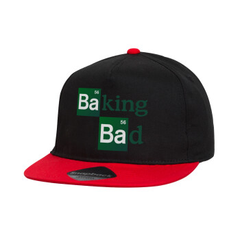 Baking Bad, Καπέλο παιδικό Flat Snapback, Μαύρο/Κόκκινο (100% ΒΑΜΒΑΚΕΡΟ, ΠΑΙΔΙΚΟ, UNISEX, ONE SIZE)