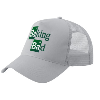 Baking Bad, Adult Structured Trucker Hat, with Mesh, GRAY (100% COTTON, ADULT, UNISEX, ONE SIZE)