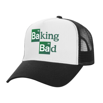 Baking Bad, Adult Structured Trucker Hat, with Mesh, WHITE/BLACK (100% COTTON, ADULT, UNISEX, ONE SIZE)