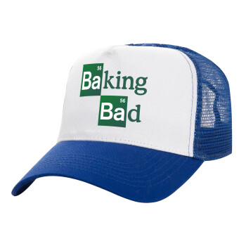 Baking Bad, Adult Structured Trucker Hat, with Mesh, WHITE/BLUE (100% COTTON, ADULT, UNISEX, ONE SIZE)