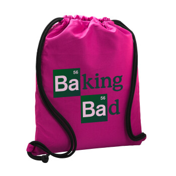 Baking Bad, Backpack pouch GYMBAG Fuchsia, with pocket (40x48cm) & thick cords