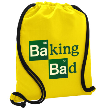 Baking Bad, Backpack pouch GYMBAG Yellow, with pocket (40x48cm) & thick cords