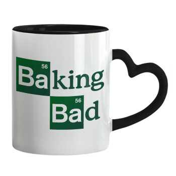 Baking Bad, Κούπα καρδιά χερούλι μαύρη, κεραμική, 330ml