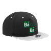 Adult Flat Snapback Hat Black/Grey, (100% COTTON TWILL, ADULT, UNISEX, ONE SIZE)