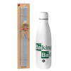 Easter Set, metallic Inox water bottle (700ml) & Easter scented flat candle (30cm) (GRAY)