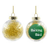 Transparent Christmas tree ball ornament with gold filling 8cm