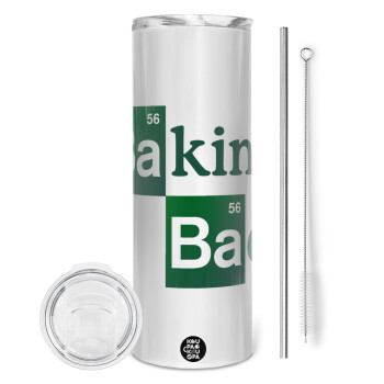 Baking Bad, Tumbler ποτήρι θερμό από ανοξείδωτο ατσάλι 600ml, με μεταλλικό καλαμάκι & βούρτσα καθαρισμού