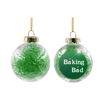 Baking Bad, Transparent Christmas tree ball ornament with green filling 8cm