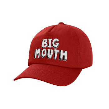 Big mouth, Καπέλο παιδικό Baseball, 100% Βαμβακερό Twill, Κόκκινο (ΒΑΜΒΑΚΕΡΟ, ΠΑΙΔΙΚΟ, UNISEX, ONE SIZE)