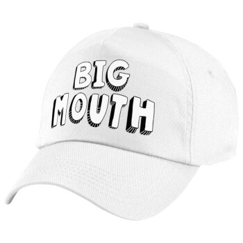 Big mouth, Children's Baseball Cap, 100% Cotton Twill, White (COTTON, CHILDREN'S, UNISEX, ONE SIZE)