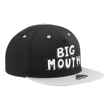 Big mouth, Adult Flat Snapback Hat Black/Grey, (100% COTTON TWILL, ADULT, UNISEX, ONE SIZE)