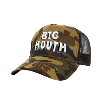 Big mouth, Adult Structured Trucker Hat, with Mesh, (Camouflage) Army (100% COTTON, ADULT, UNISEX, ONE SIZE)