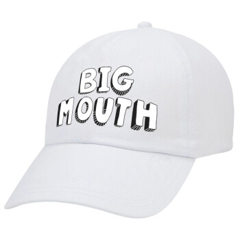 Big mouth, Adult Baseball Cap White 5-panel (POLYESTER, ADULT, UNISEX, ONE SIZE)