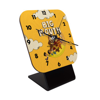 Big mouth, Quartz Table clock in natural wood (10cm)