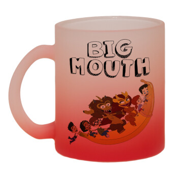 Big mouth, Κούπα γυάλινη δίχρωμη με βάση το κόκκινο ματ, 330ml