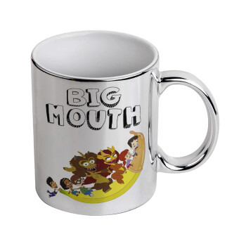 Big mouth, Mug ceramic, silver mirror, 330ml