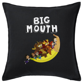 Big mouth, Sofa cushion black 50x50cm includes filling