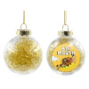 Transparent Christmas tree ball ornament with gold filling 8cm