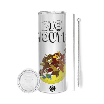 Big mouth, Eco friendly stainless steel tumbler 600ml, with metal straw & cleaning brush