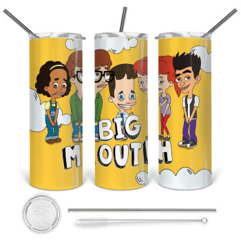 Big mouth, 360 Eco friendly ποτήρι θερμό (tumbler) από ανοξείδωτο ατσάλι 600ml, με μεταλλικό καλαμάκι & βούρτσα καθαρισμού