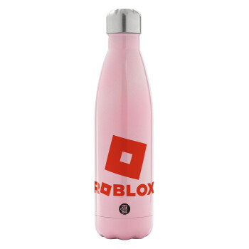 Roblox red, Μεταλλικό παγούρι θερμός Ροζ Ιριδίζον (Stainless steel), διπλού τοιχώματος, 500ml
