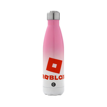 Roblox red, Metal mug thermos Pink/White (Stainless steel), double wall, 500ml