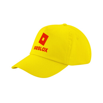 Roblox red, Child's Baseball Cap, 100% Cotton Twill, Yellow (COTTON, CHILD, UNISEX, ONE SIZE)