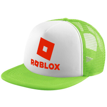 Roblox red, Child's Soft Trucker Hat with Green/White Mesh (POLYESTER, CHILDREN'S, ONE SIZE)