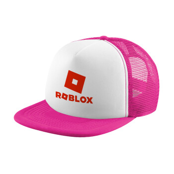 Roblox red, Καπέλο παιδικό Soft Trucker με Δίχτυ ΡΟΖ/ΛΕΥΚΟ (POLYESTER, ΠΑΙΔΙΚΟ, ONE SIZE)