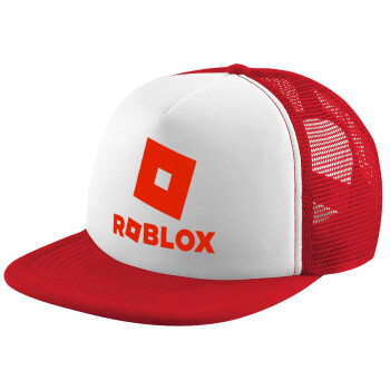 Roblox red, Children's Soft Trucker Hat with Red/White Mesh (POLYESTER, CHILDREN'S, ONE SIZE)