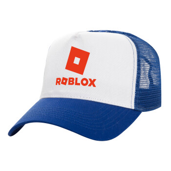 Roblox red, Καπέλο Ενηλίκων Structured Trucker, με Δίχτυ, ΛΕΥΚΟ/ΜΠΛΕ (100% ΒΑΜΒΑΚΕΡΟ, ΕΝΗΛΙΚΩΝ, UNISEX, ONE SIZE)
