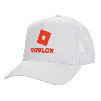 Roblox red, Καπέλο Ενηλίκων Structured Trucker, με Δίχτυ, ΛΕΥΚΟ (100% ΒΑΜΒΑΚΕΡΟ, ΕΝΗΛΙΚΩΝ, UNISEX, ONE SIZE)