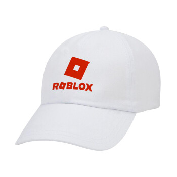 Roblox red, Καπέλο Ενηλίκων Baseball Λευκό 5-φύλλο (POLYESTER, ΕΝΗΛΙΚΩΝ, UNISEX, ONE SIZE)