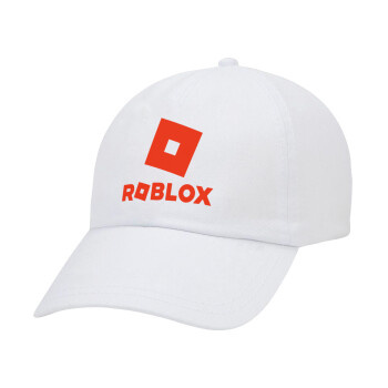 Roblox red, Καπέλο Ενηλίκων Baseball Λευκό 5-φύλλο (POLYESTER, ΕΝΗΛΙΚΩΝ, UNISEX, ONE SIZE)