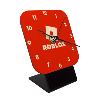 Roblox red, Quartz Table clock in natural wood (10cm)