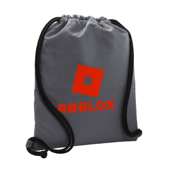 Roblox red, Τσάντα πλάτης πουγκί GYMBAG ΓΚΡΙ, με τσέπη (40x48cm) & χονδρά κορδόνια