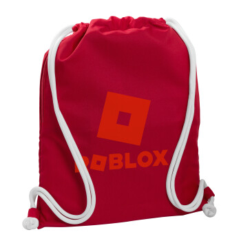 Roblox red, Backpack pouch GYMBAG Red, with pocket (40x48cm) & thick cords